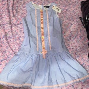 Baby blue and peach colored dress size 8 little girls.